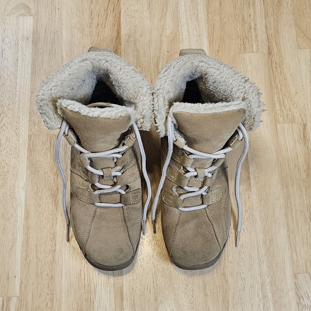 Tan Suede Fur-Lined Boots